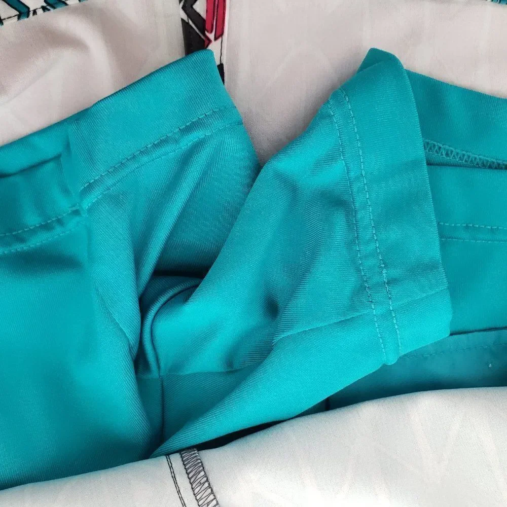 Slazenger Golf Skort Size 2 Geometric Teal Blue Yellow Pink Built In Short Skirt